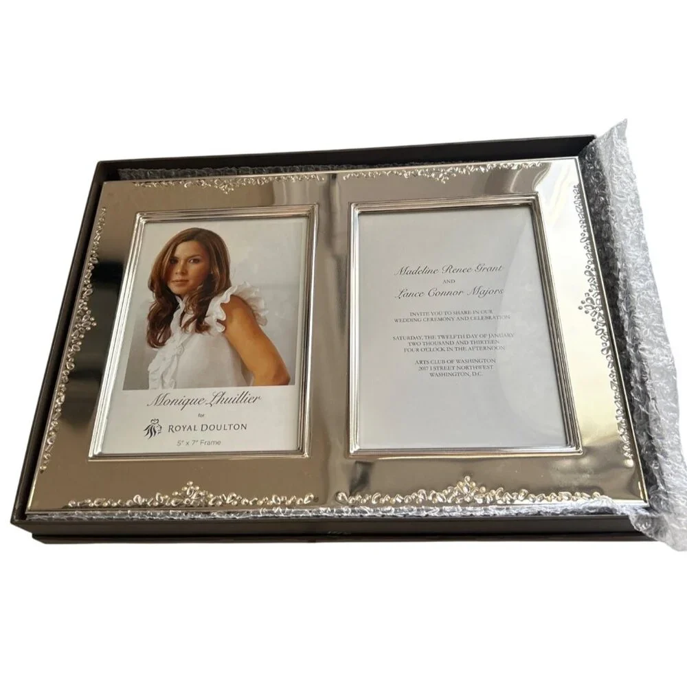 Monique Lhuillier For Royal Doulton Silver-Plated 5x7 Double Photo Frame